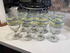 Pfaltzgraff SUMMER BREEZE Pedestal (8) Glasses 12 Ounce 7 Inch Tall