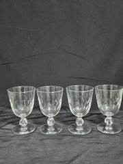 VINTAGE CUT GLASS CRYSTAL RAIN DROP CLEAR WINE GOBLETS SETOF 4 STEMWARE BARWARE