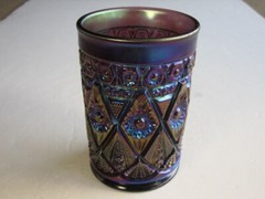 Antique Purple Imperial Carnival Glass Diamond Lace Tumbler Choice Piece