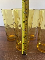 4 Vintage Amber Circle Design 16oz Tumblers 6.25” Coin Optic