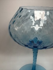 Vintage Empoli Glass Blue Optic Large Brandy Snifter MCM Diamond Cobalt