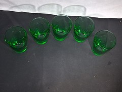 5 Vintage Libbey Emerald Green Juice Glassware Cups 3 3/8″ Tall Lucious