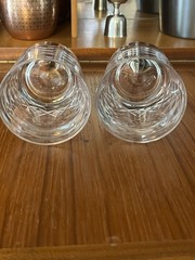 Pair Burns Crystal Scotch Whisky Tumblers Hand Cut Plaid & Etched Scotsman Logo