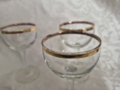 VTG Clear Bowl Crystal Small Wine/Cordial Glass w/Gold Trim, Set Of 4