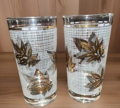 Libbey Golden Foliage Ivy Leaf Frosted Highball Glass Tumbler 12oz