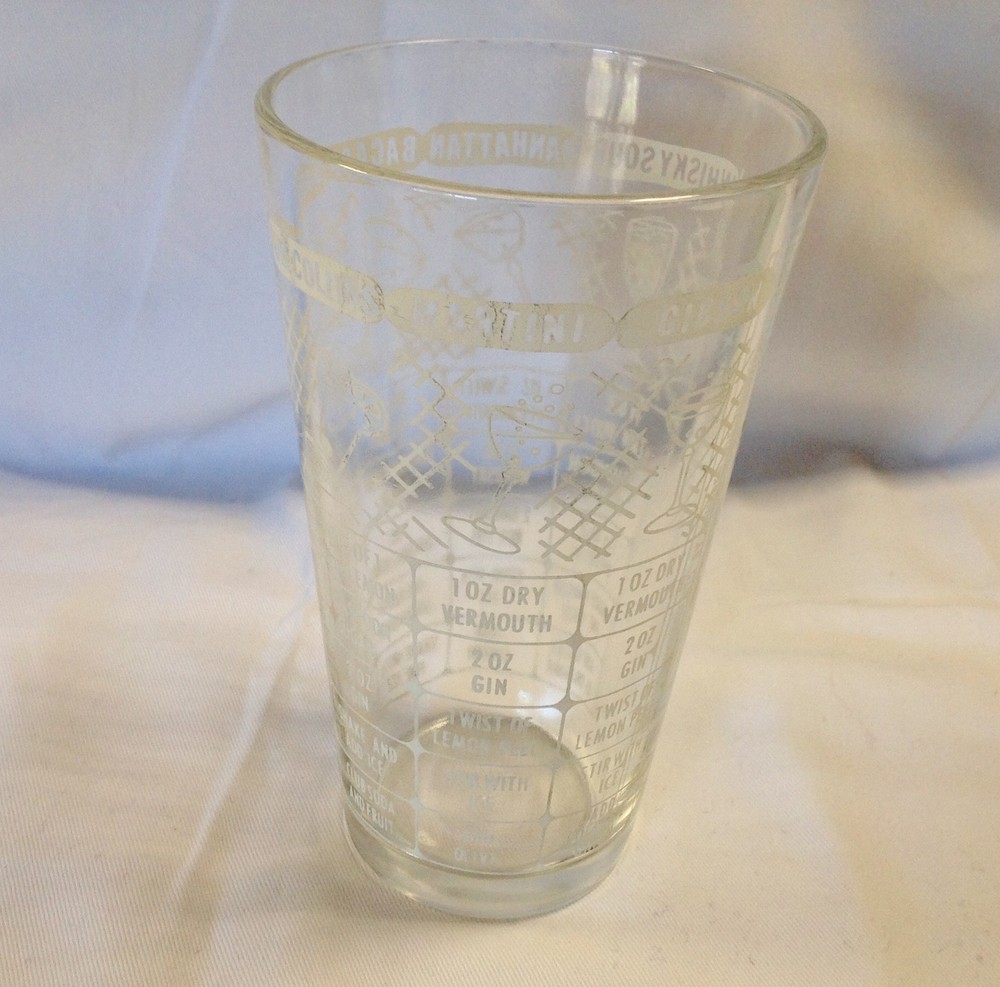 Vintage bartenders mixed mixology drink recipe 12 oz Glass