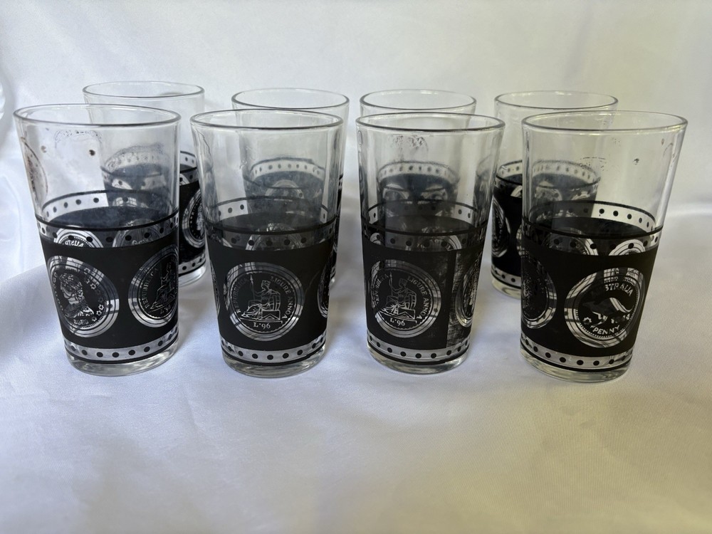 Vintage 1960s Continental Can Company Coin Glasses 8 Oz set of 8
