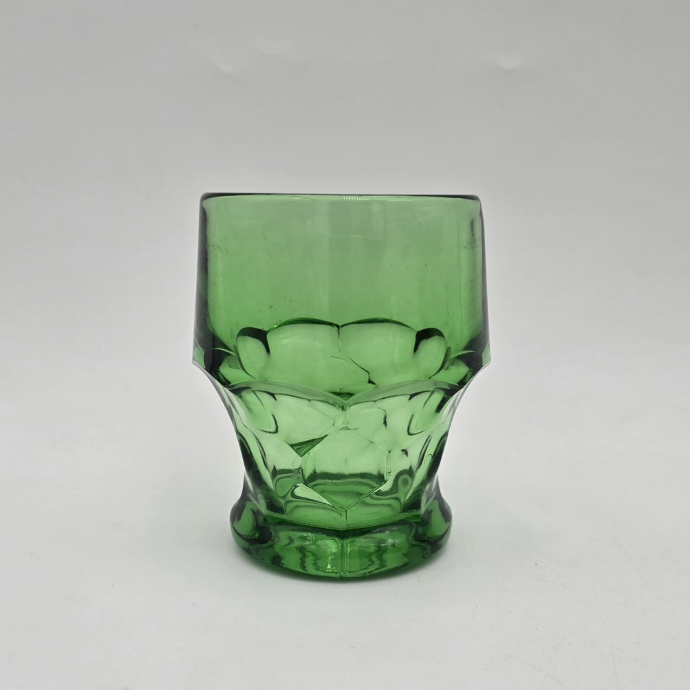Vintage Viking Green Georgian Tumbler Glass Honeycomb 6 ounce 3.5″