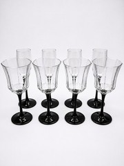 Vintage Luminarc France Black Stem Goblets & Champagne Flutes Set of 8 each