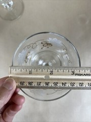 Set of 5 Linnet Goblet Gold Bow & Rim Frosted Flowers Bubble Stem Base 5.5″