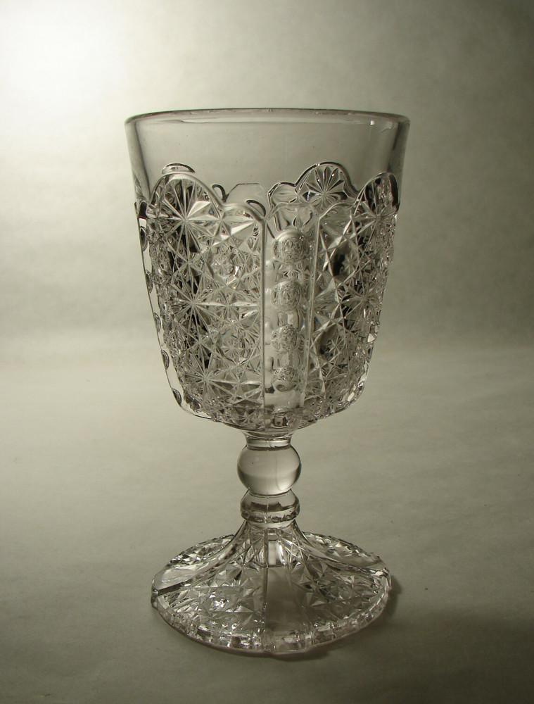 EAPG Adams US Glass 86 aka Daisy and Button with Thumbprint Panel Pattern Goblet