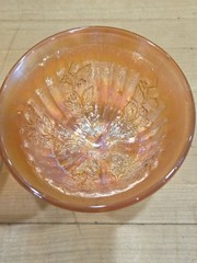Antique Fenton Marigold Carnival Glass Holly Berry Stemmed Sherbet Cups Pair