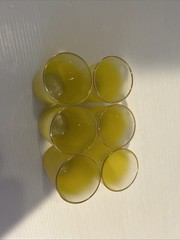 Set 6 MCM Blendo SUNNY Yellow JUICE GLASSES Gold Rim Vintage Frosted 3 3/4″