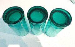 3 Vintage Anchor Hocking Essex Teal Green 10-Panel Tea/Highball Glasses 5.75″ *