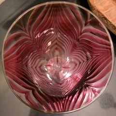 Stephen Smyers Art Glass Cranberry 8 1/2″ Pulled Feather Wine or Water Goblet