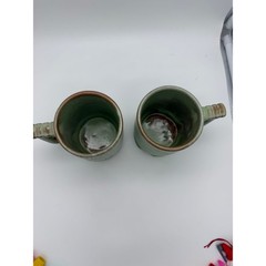 Frankoma Pottery Prairie Green Coffee Mug Diamond Jubilee 75th Aniv Oklahoma TWO