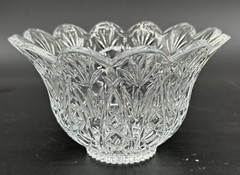 Crystal Bowl Cut Glass Imperial Star Burst Design Flower Ruffle Rim 6.5 Diameter