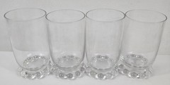 Vtg Set of 4 Clear Candlewick Footed Tumbler Drinking Glasses Beaded Base