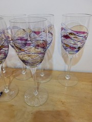 Milano Romania Stained Mosaic Wine Glasses Set Of 6 10 1/2” Tall