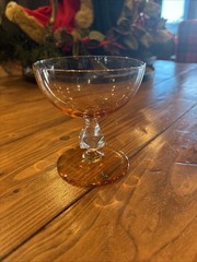 Vintage Bryce Aquarius Amber Sherbert Champagne Glasses 4″ MINT condition