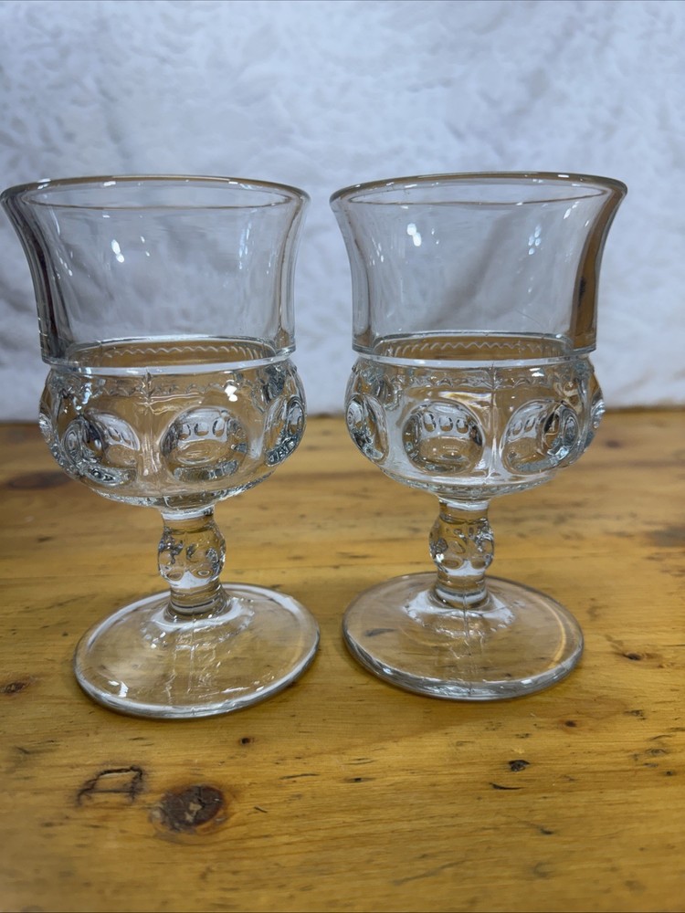 Two Vintage Kings Crown Thumbprint Goblets. 5.5”
