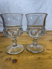 Two Vintage Kings Crown Thumbprint Goblets. 5.5”