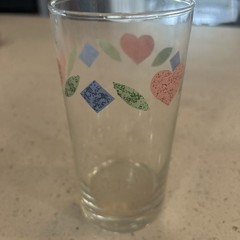 1 Corelle Corning Ware QUILT HEART & DIAMONDS Tumblers Drinking Glasses 6″ GUC
