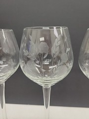 Burton By Toscany Clear Wildflower Etched Wine Glass Made In Italy Set Of 4