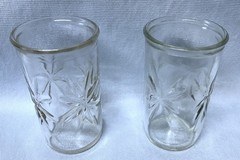 GLASSES Clear Atomic Star Burst Anchor Hocking & Jelly Jar 1960’s Vintage (A1)