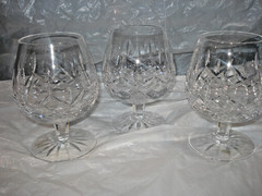 3X Waterford Crystal 5.25” LISMORE BRANDY SNIFTER cognac Glass etched hallmark