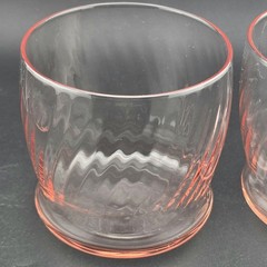 Vintage Wheaton SYMPHONY Pink Optic Swirl Rocks Glasses Vintage MCM Ribbed 10 Oz