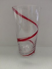 Highball Tumbler Glass PIER 1 Imports SWIRLINE RED 16 oz Retired 6.5″ Hand Blown