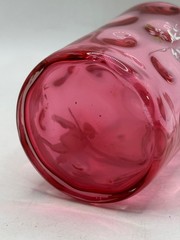 Fenton Glass Mary Gregory Coin Dot Spot Thumbprint Cranberry Tumbler Hand Paint