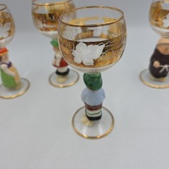 Vintage Goebel Hummel Figurine Stem 4 Wine Glasses, 14K Gold Trim, Germany