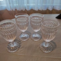 4 Mikasa Wine Water Glasses Swirls Pressed Knob Stem ITALIAN COUNTRYSIDE 6 3/4”