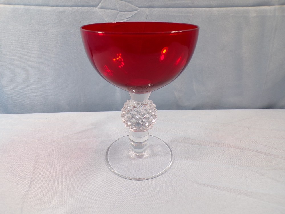 Morgantown Ruby Red Glass Golf Ball Tall Sherbet Champagne Goblet