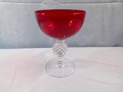Morgantown Ruby Red Glass Golf Ball Tall Sherbet Champagne Goblet