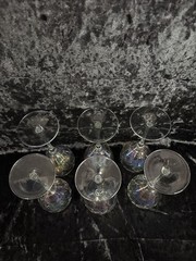 Vintage Toscany Rainbow Optic Iridescent Wine Glasses Crystal Set of 6 Romania