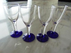 Crystal Cordial Set of 4 Cobalt Blue Base 1 oz 3 5/8 in
