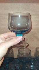 Blue Wine Glasses set of 6 blue goblets USSR 1980