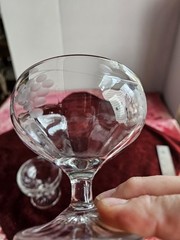 2 Vintage Etched Clear Serbert Glasses Grape Vine Pattern