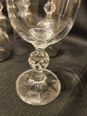 Vintage Set Of 6 Crystal Cordial Glasses~Silver Rim~2.5 oz~4.25 in Tall