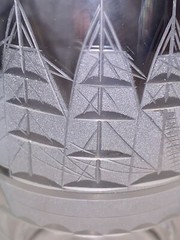 Toscany Etched Crystal Clipper Schooner Ship Highball Glass Vintage Nautical