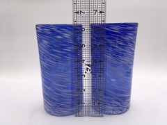 Vintage 2 Hand Blown Art Glass Cobalt Blue and White Swirl Tumblers 18 oz