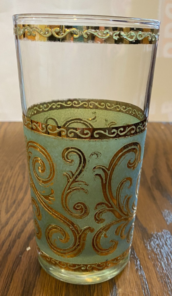 Culver Toledo Green 22K Gold Highball Glass Vintage Barware 1 Replacement Piece