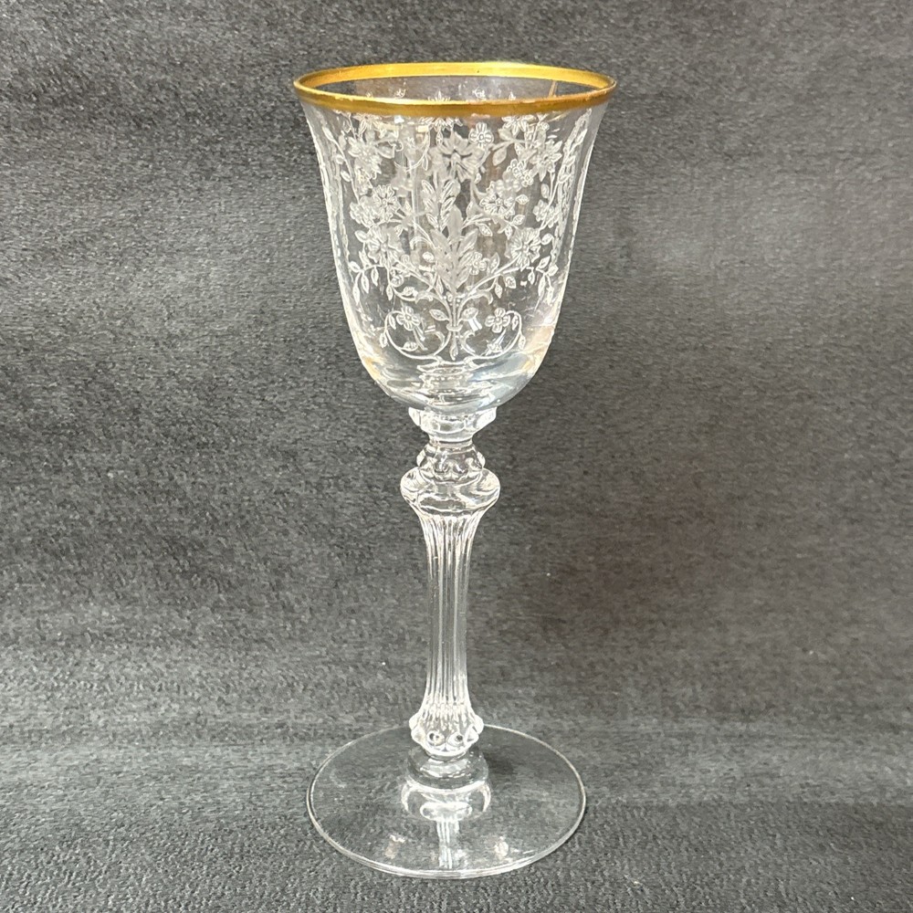 Tiffin-Franciscan CHERRY LAUREL Stem 17392 Wine Glass Elegant Gold 5 1/2 In.