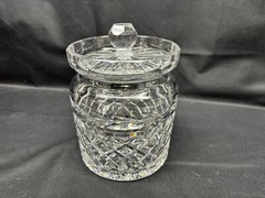 Waterford «GLANDORE» Crystal Biscuit Barrel ~ 7″ Tall x 4 3/4″ Opening