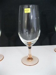 Cristal D’Arques LUMINARC ‘Rose’ Pink Stem Iced Tea 8.25″ Glasses 16 oz NIB