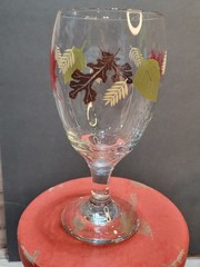 Libbey Fall Autumn Leaves Pedestal Water Wine Goblets Glasses Set of 6 + BONUS