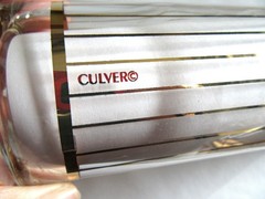 4 Vintage MCM Culver Glassware & 22k Gold Stripes High Ball 6 1.4″ Set Of Four
